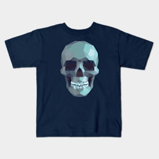 Turquoise Skull Low Poly Kids T-Shirt